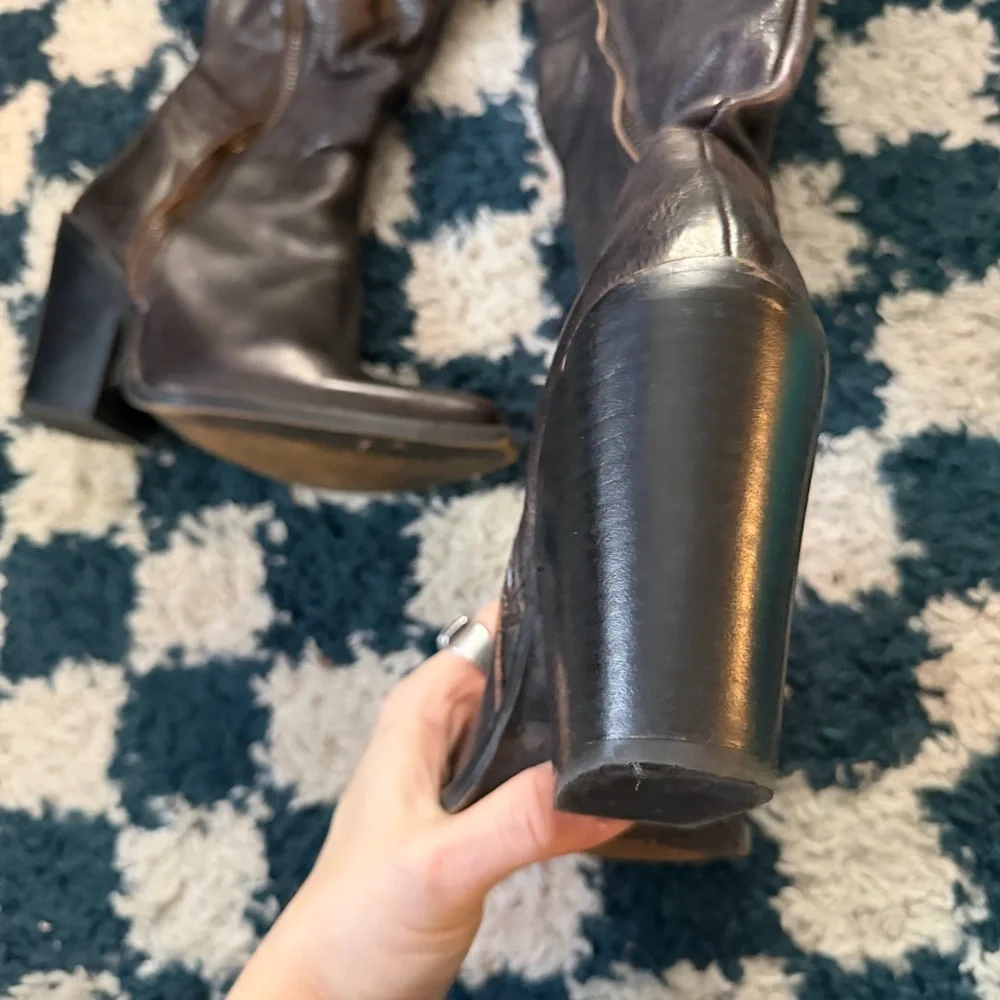 Jeffrey Campbell brown heeled over the knee Boots